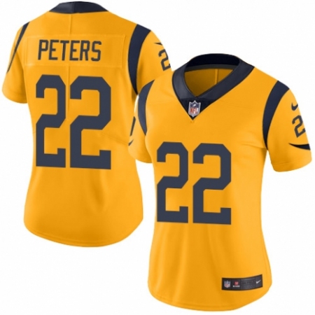 Women's Nike Los Angeles Rams #22 Marcus Peters Limited Gold Rush Vapor Untouchable NFL Jersey