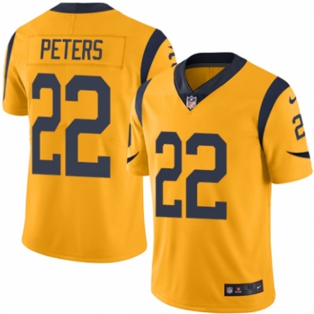 Men's Nike Los Angeles Rams #22 Marcus Peters Limited Gold Rush Vapor Untouchable NFL Jersey