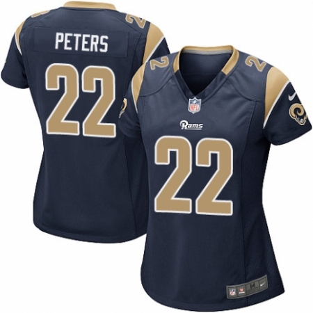 Women's Nike Los Angeles Rams #22 Marcus Peters Game Navy Blue Team Color NFL Jersey