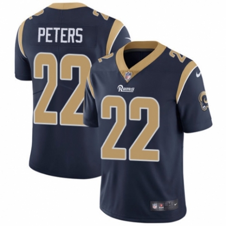 Men's Nike Los Angeles Rams #22 Marcus Peters Navy Blue Team Color Vapor Untouchable Limited Player NFL Jersey