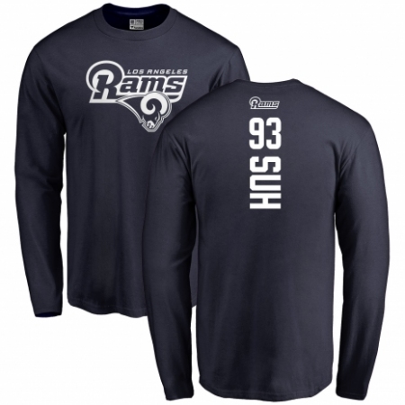NFL Nike Los Angeles Rams #93 Ndamukong Suh Navy Blue Backer Long Sleeve T-Shirt