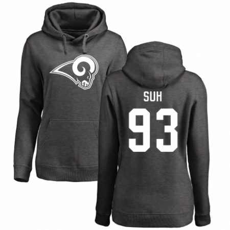 NFL Women's Nike Los Angeles Rams #93 Ndamukong Suh Ash One Color Pullover Hoodie