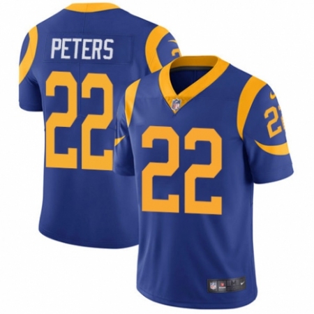 Men's Nike Los Angeles Rams #22 Marcus Peters Royal Blue Alternate Vapor Untouchable Limited Player NFL Jersey