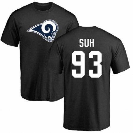 NFL Nike Los Angeles Rams #93 Ndamukong Suh Black Name & Number Logo T-Shirt