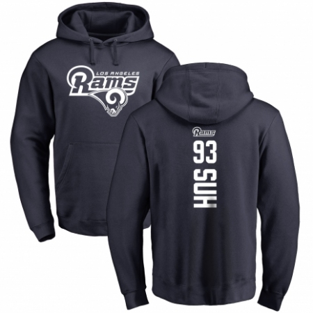 NFL Nike Los Angeles Rams #93 Ndamukong Suh Navy Blue Backer Pullover Hoodie