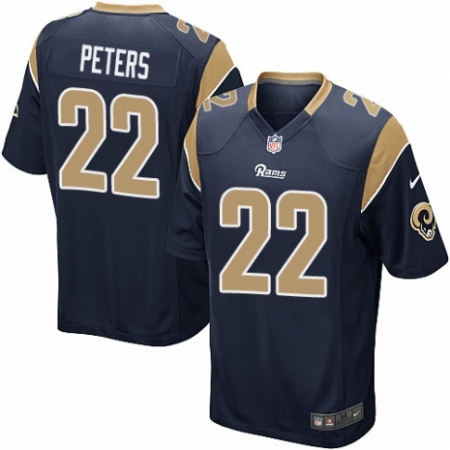Men's Nike Los Angeles Rams #22 Marcus Peters Game Navy Blue Team Color NFL Jersey
