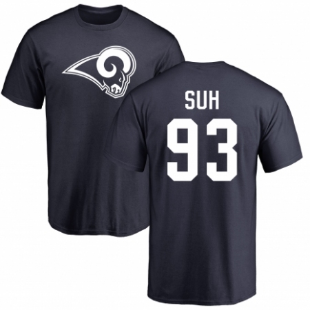 NFL Nike Los Angeles Rams #93 Ndamukong Suh Navy Blue Name & Number Logo T-Shirt