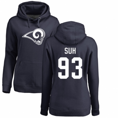 NFL Women's Nike Los Angeles Rams #93 Ndamukong Suh Navy Blue Name & Number Logo Pullover Hoodie