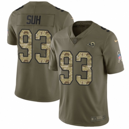 Men's Nike Los Angeles Rams #93 Ndamukong Suh Limited Olive/Camo 2017 Salute to Service NFL Jersey