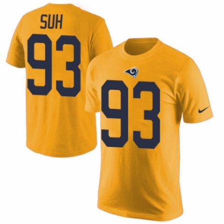 Men's Nike Los Angeles Rams #93 Ndamukong Suh Gold Rush Pride Name & Number T-Shirt