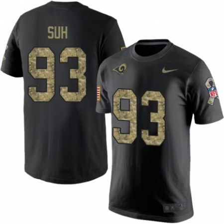 Men's Nike Los Angeles Rams #93 Ndamukong Suh Black Camo Salute to Service T-Shirt
