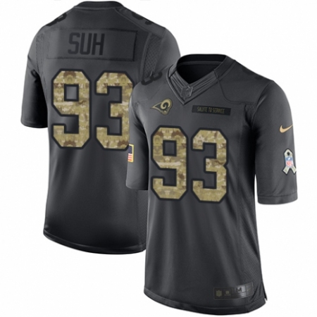 Men's Nike Los Angeles Rams #93 Ndamukong Suh Limited Black 2016 Salute to Service NFL Jersey