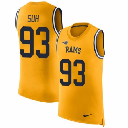 Men's Nike Los Angeles Rams #93 Ndamukong Suh Limited Gold Rush Player Name & Number Tank Top NFL Jersey