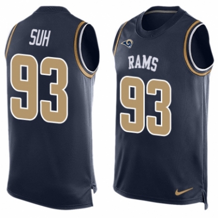 Men's Nike Los Angeles Rams #93 Ndamukong Suh Limited Navy Blue Player Name & Number Tank Top NFL Jersey