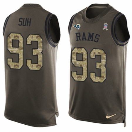 Men's Nike Los Angeles Rams #93 Ndamukong Suh Limited Green Salute to Service Tank Top NFL Jersey