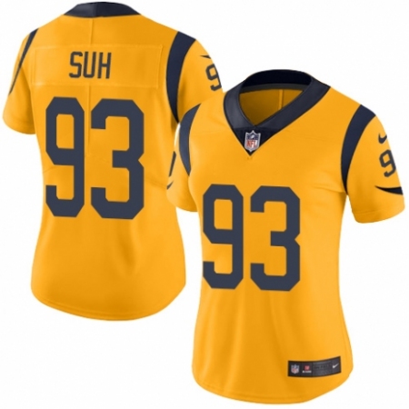 Women's Nike Los Angeles Rams #93 Ndamukong Suh Limited Gold Rush Vapor Untouchable NFL Jersey