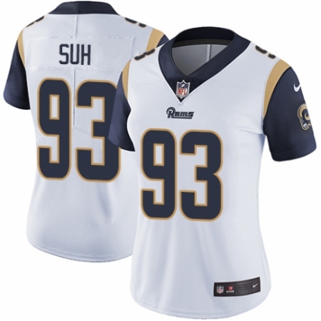 Women's Nike Los Angeles Rams #93 Ndamukong Suh White Vapor Untouchable Limited Player NFL Jersey