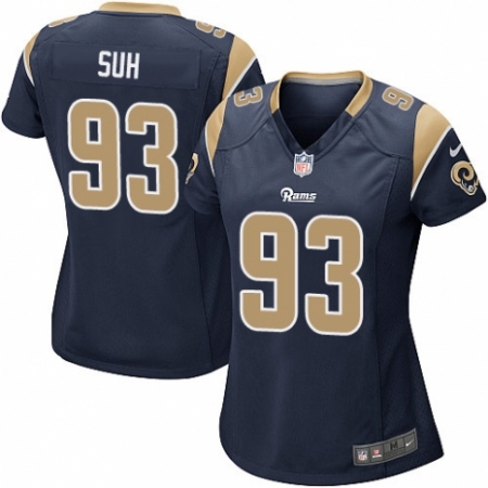 Women's Nike Los Angeles Rams #93 Ndamukong Suh Game Navy Blue Team Color NFL Jersey