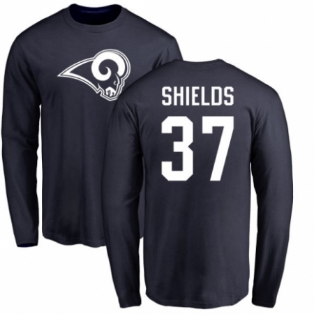 NFL Nike Los Angeles Rams #37 Sam Shields Navy Blue Name & Number Logo Long Sleeve T-Shirt
