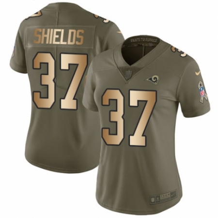 Women's Nike Los Angeles Rams #37 Sam Shields Limited Olive/Gold 2017 Salute to Service NFL Jersey