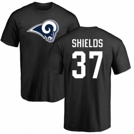 NFL Nike Los Angeles Rams #37 Sam Shields Black Name & Number Logo T-Shirt