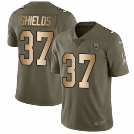Men's Nike Los Angeles Rams #37 Sam Shields Limited Olive/Gold 2017 Salute to Service NFL Jersey
