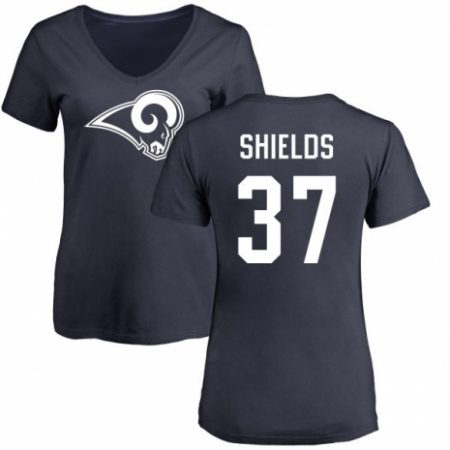 NFL Women's Nike Los Angeles Rams #37 Sam Shields Navy Blue Name & Number Logo Slim Fit T-Shirt