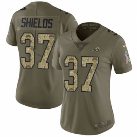 Women's Nike Los Angeles Rams #37 Sam Shields Limited Olive/Camo 2017 Salute to Service NFL Jersey