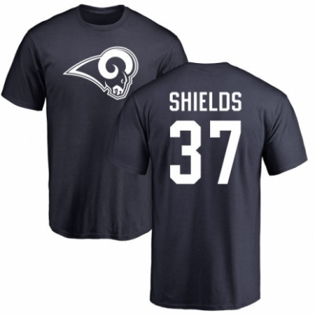 NFL Nike Los Angeles Rams #37 Sam Shields Navy Blue Name & Number Logo T-Shirt