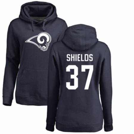 NFL Women's Nike Los Angeles Rams #37 Sam Shields Navy Blue Name & Number Logo Pullover Hoodie