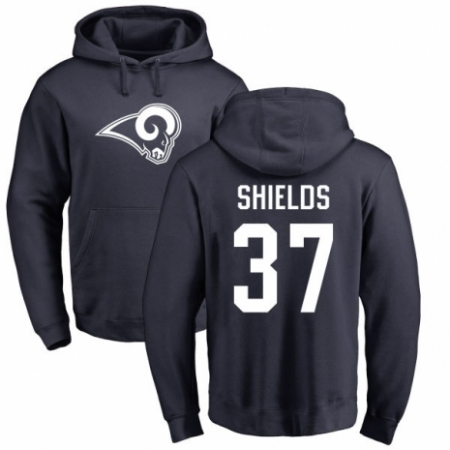 NFL Nike Los Angeles Rams #37 Sam Shields Navy Blue Name & Number Logo Pullover Hoodie