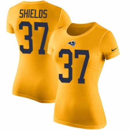 Women's Nike Los Angeles Rams #37 Sam Shields Gold Rush Pride Name & Number T-Shirt