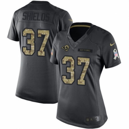 Women's Nike Los Angeles Rams #37 Sam Shields Limited Black 2016 Salute to Service NFL Jersey