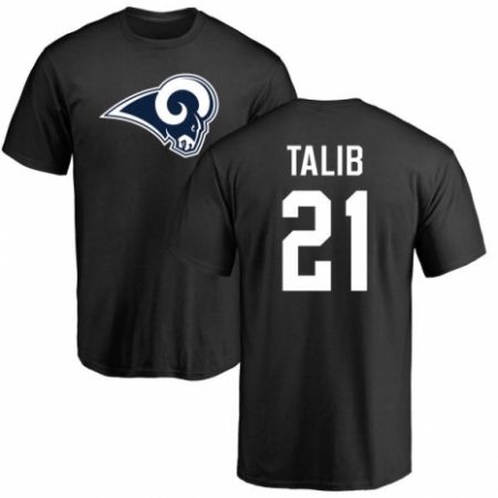 NFL Nike Los Angeles Rams #21 Aqib Talib Black Name & Number Logo T-Shirt