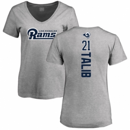 NFL Women's Nike Los Angeles Rams #21 Aqib Talib Ash Backer V-Neck T-Shirt