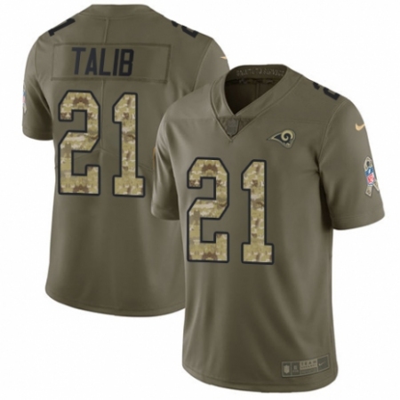 Men's Nike Los Angeles Rams #21 Aqib Talib Limited Olive/Camo 2017 Salute to Service NFL Jersey