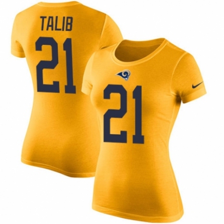 Women's Nike Los Angeles Rams #21 Aqib Talib Gold Rush Pride Name & Number T-Shirt