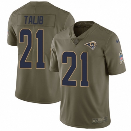 Men's Nike Los Angeles Rams #21 Aqib Talib Limited Olive 2017 Salute to Service NFL Jersey