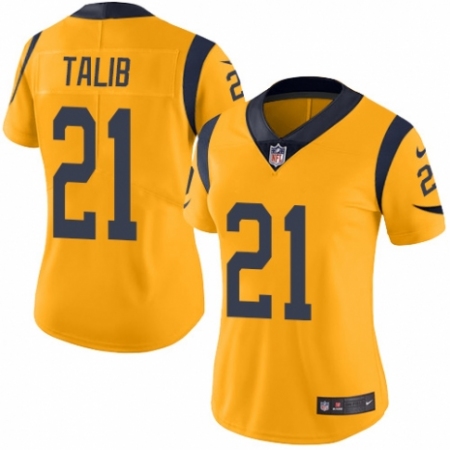 Women's Nike Los Angeles Rams #21 Aqib Talib Limited Gold Rush Vapor Untouchable NFL Jersey