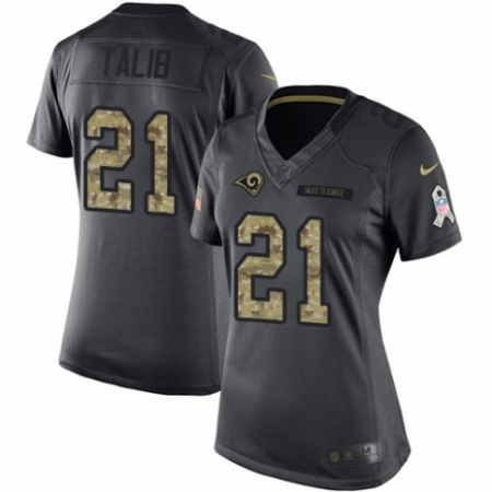Women's Nike Los Angeles Rams #21 Aqib Talib Limited Black 2016 Salute to Service NFL Jersey