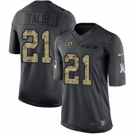 Men's Nike Los Angeles Rams #21 Aqib Talib Limited Black 2016 Salute to Service NFL Jersey
