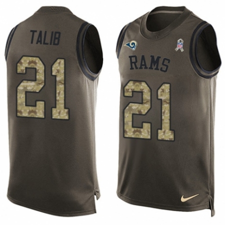 Men's Nike Los Angeles Rams #21 Aqib Talib Limited Green Salute to Service Tank Top NFL Jersey