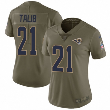 Women's Nike Los Angeles Rams #21 Aqib Talib Limited Olive 2017 Salute to Service NFL Jersey