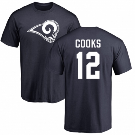 NFL Nike Los Angeles Rams #12 Brandin Cooks Navy Blue Name & Number Logo T-Shirt