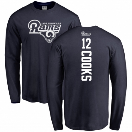 NFL Nike Los Angeles Rams #12 Brandin Cooks Navy Blue Backer Long Sleeve T-Shirt