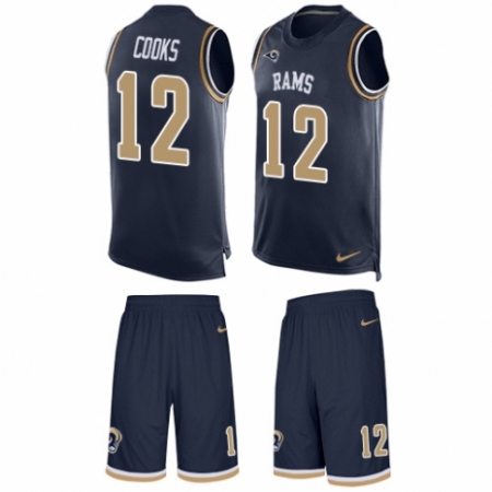 Men's Nike Los Angeles Rams #12 Brandin Cooks Limited Navy Blue Tank Top Suit NFL Jersey