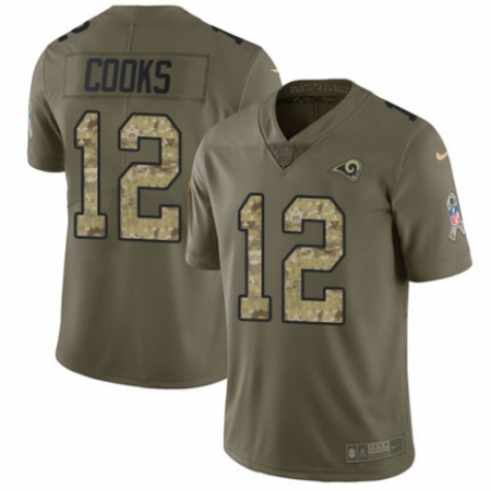 Men's Nike Los Angeles Rams #12 Brandin Cooks Limited Olive/Camo 2017 Salute to Service NFL Jersey