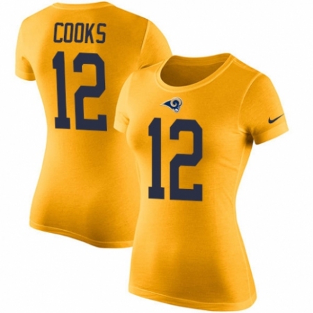 Women's Nike Los Angeles Rams #12 Brandin Cooks Gold Rush Pride Name & Number T-Shirt