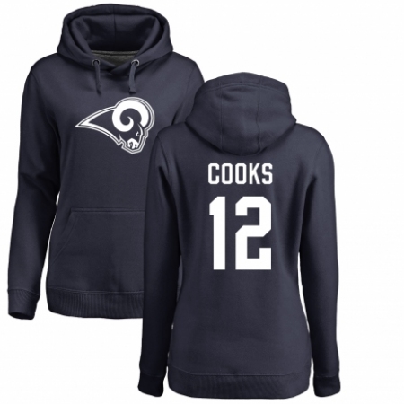 NFL Women's Nike Los Angeles Rams #12 Brandin Cooks Navy Blue Name & Number Logo Pullover Hoodie