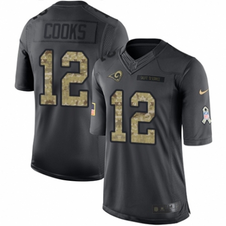 Men's Nike Los Angeles Rams #12 Brandin Cooks Limited Black 2016 Salute to Service NFL Jersey